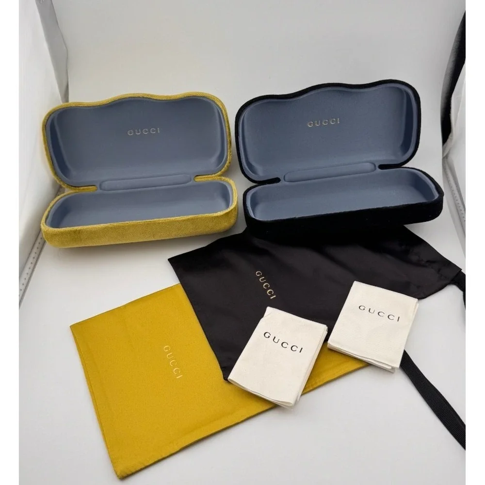 Gucci Sunglasses Case Set 2 Velvet Hard Cases w Dust Bags & Cloth